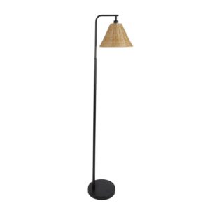 Better Homes & Gardens Black Metal Floor Lamp with Rattan Shade