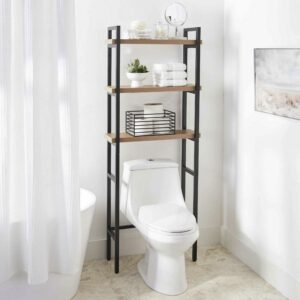 Better Homes & Gardens Jace 3-Shelf over-the-Toilet Rack with Black Frame and Oak Shelves