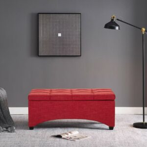 Better Homes & Gardens Pintucked Storage 42" Bench, Red