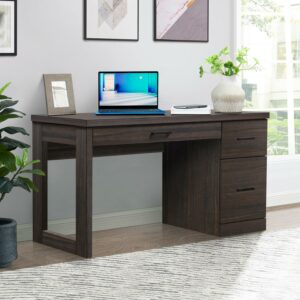 Better Homes & Gardens Steele Pedestal Desk, Tobacco Oak Finish