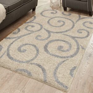 Better Homes & Gardens Swirl Contemporary Ivory- Silver Area Rug, 6'7" x 10'