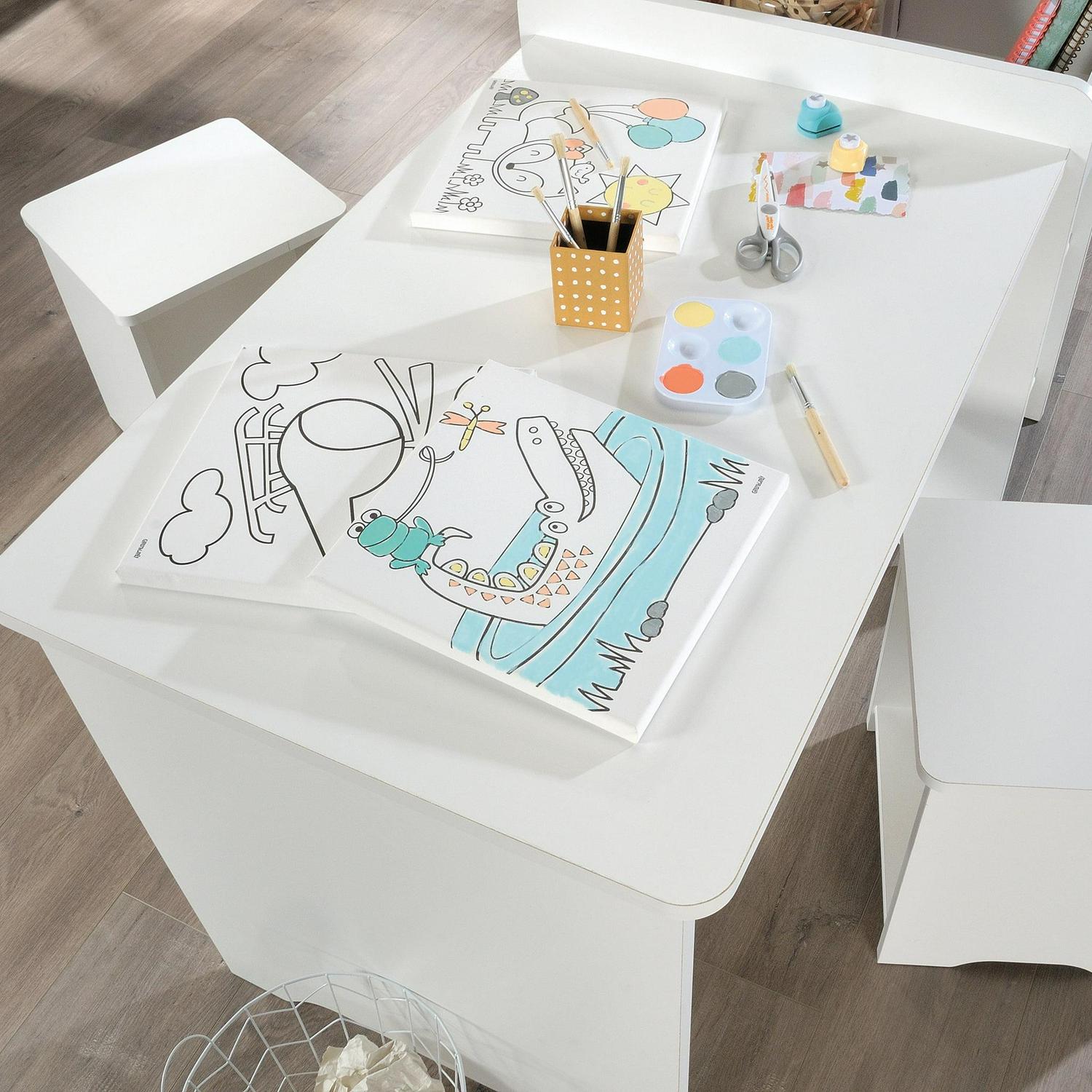 Better Homes & Gardens Cartwheel Activity Table with Chalkboard, White Finish - Image 3