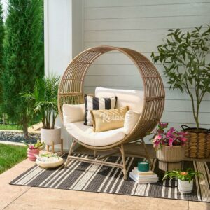 Better Homes & Gardens Bellamy Round Wicker Outdoor Lounge Chair, Beige