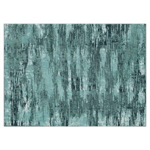 Better Homes & Gardens Teal Tonal Abstract Indoor Area Rug, 5' x 7'