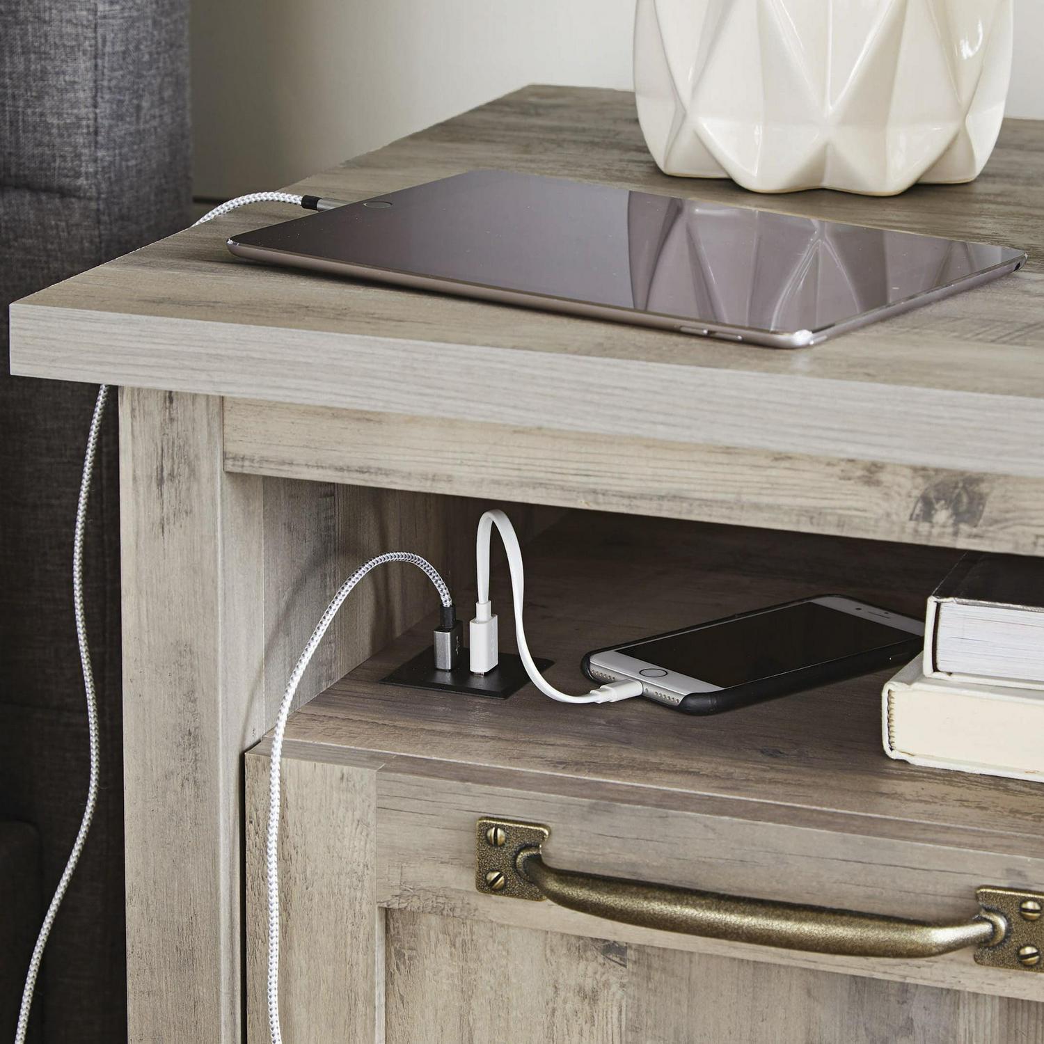 Better Homes & Gardens Modern Farmhouse USB Nightstand, Rustic Gray - Image 3