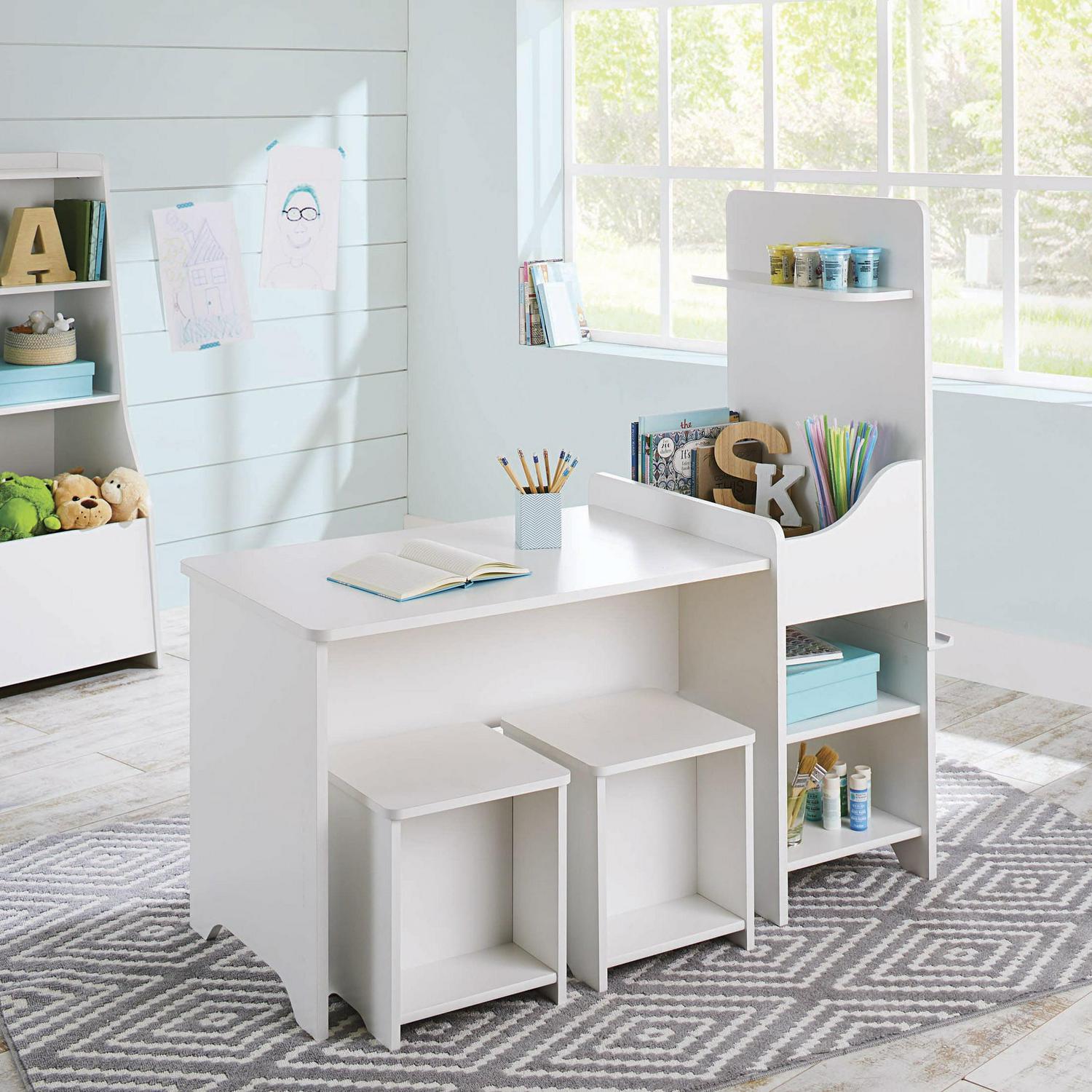 Better Homes & Gardens Cartwheel Activity Table with Chalkboard, White Finish - Image 14