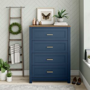 Better Homes & Gardens Langley Bay 4-Drawer Dresser, Navy with Walnut Top