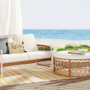 Better Homes & Gardens Lilah 2-Piece Outdoor Wicker Loveseat and Ottoman, White