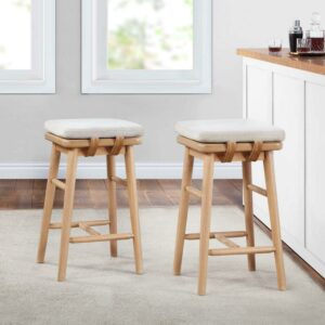Better Homes & Gardens Springwood Barstool Set of 2, Light Honey Finish, Counter Height