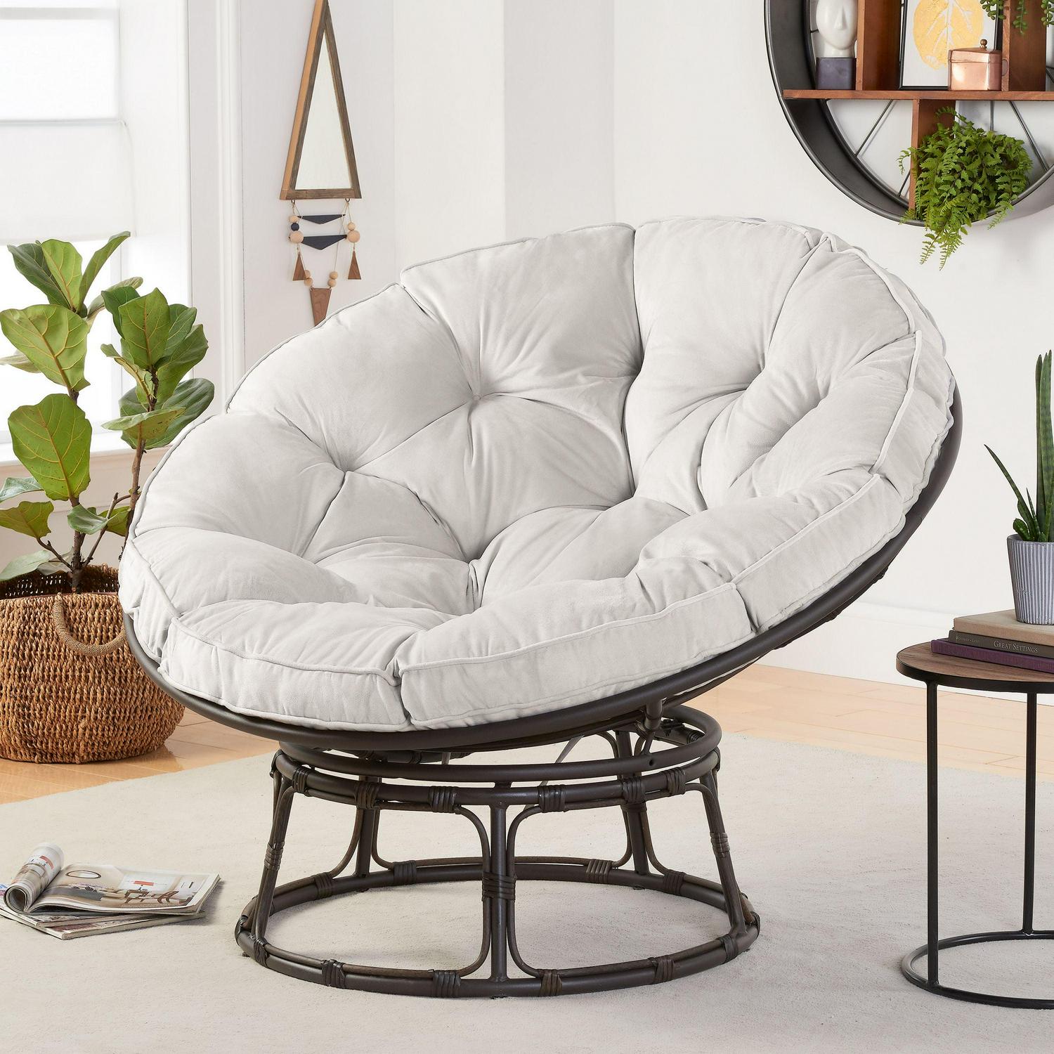 Better Homes & Gardens Papasan Chair with Fabric Cushion, Pumice Gray