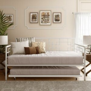 Better Homes & Gardens Twin Daybed with Twin Trundle, Off White Metal