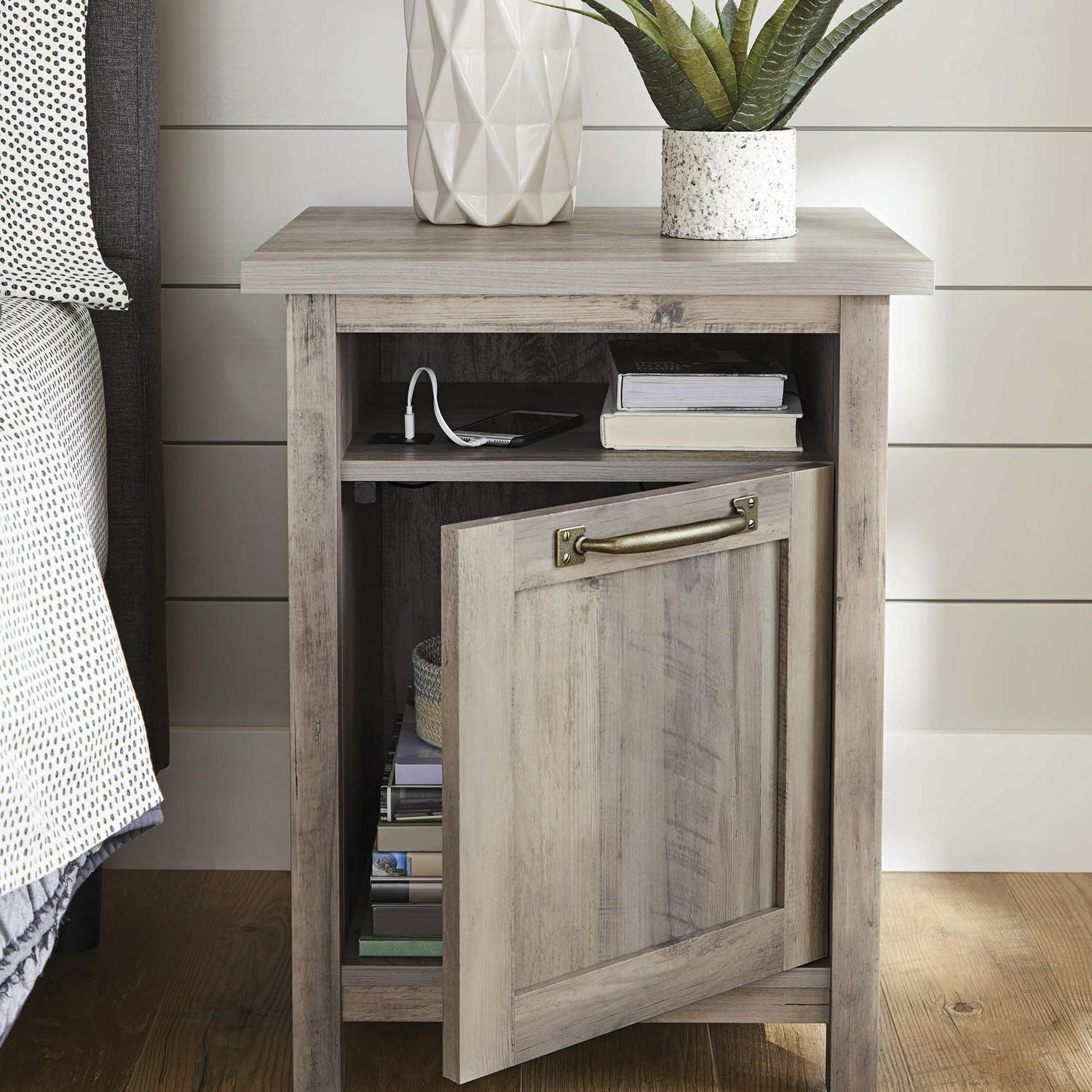 Better Homes & Gardens Modern Farmhouse USB Nightstand, Rustic Gray - Image 4