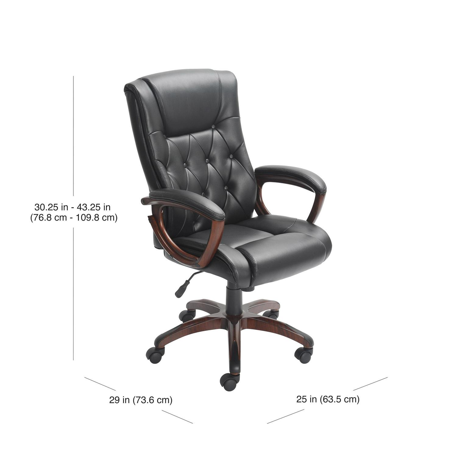 Better Homes and Gardens Executive, Mid-Back Manager's Office Chair with Arms, Black Bonded Leather - Image 5