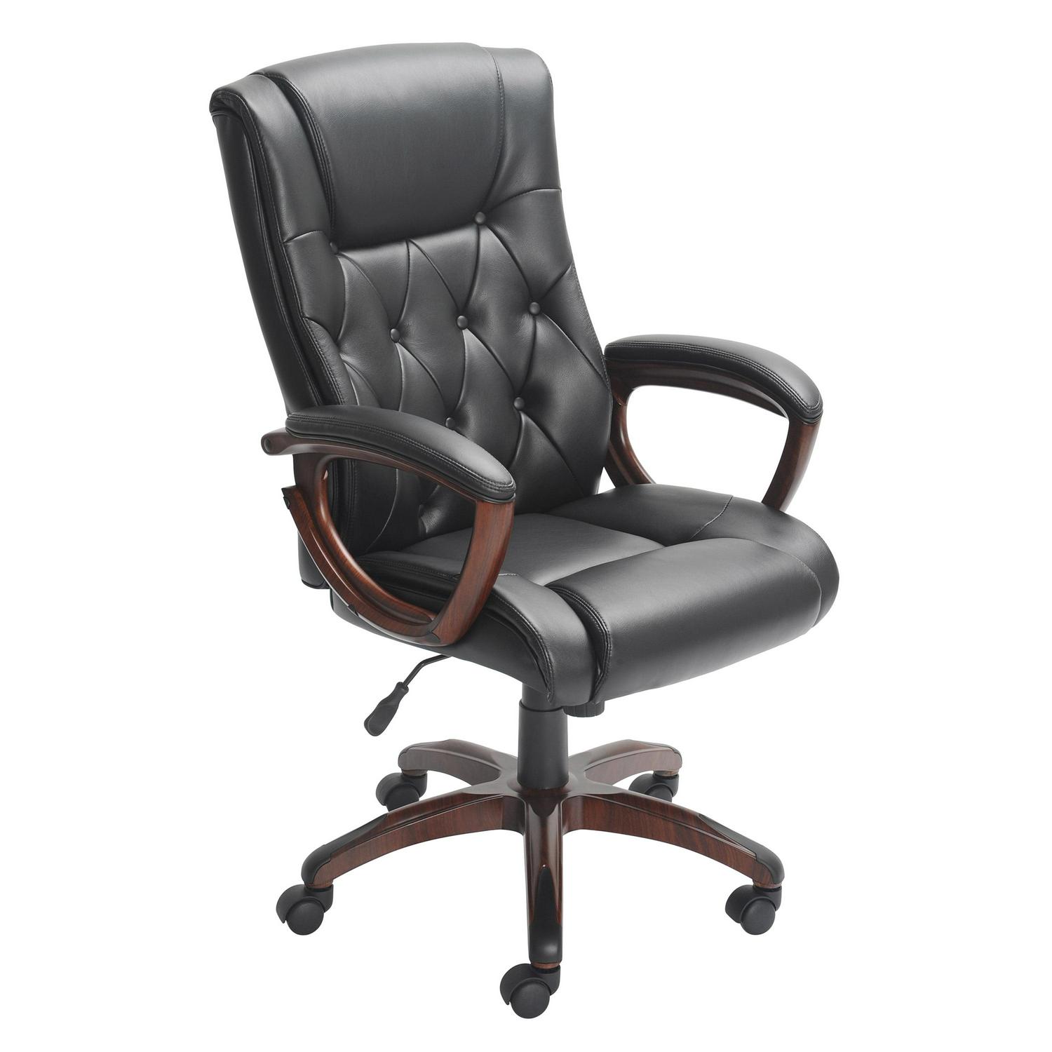 Better Homes and Gardens Executive, Mid-Back Manager's Office Chair with Arms, Black Bonded Leather - Image 2