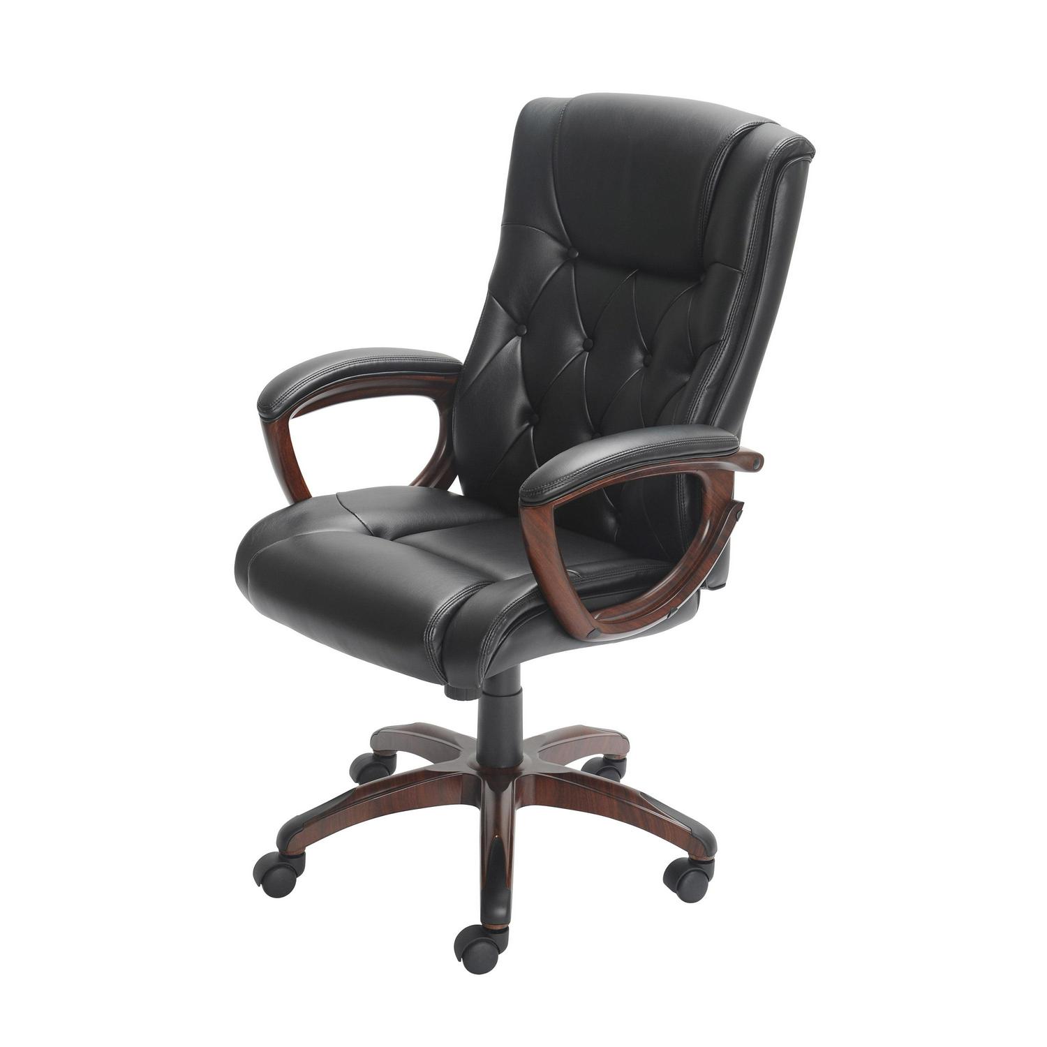 Better Homes and Gardens Executive, Mid-Back Manager's Office Chair with Arms, Black Bonded Leather - Image 3