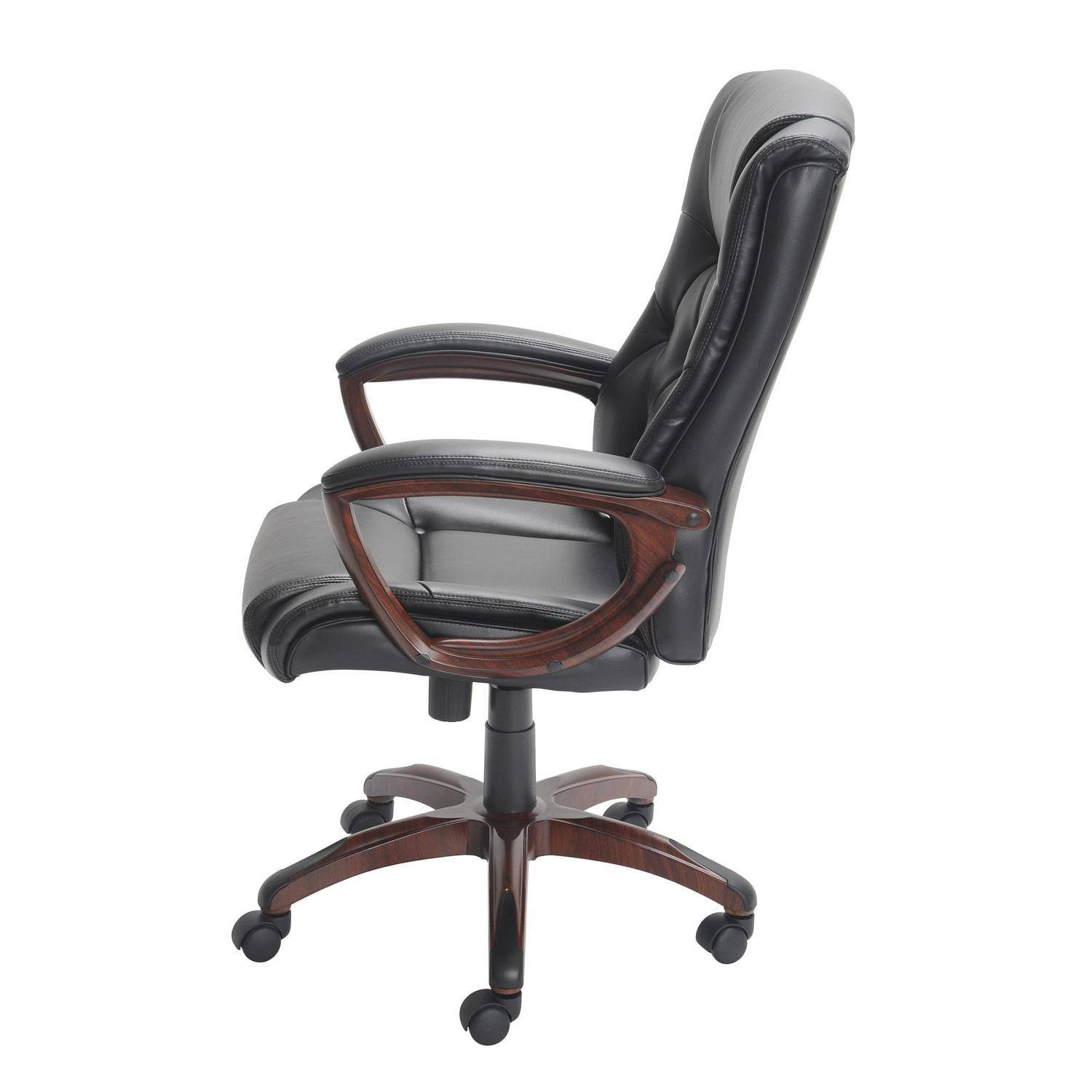 Better Homes and Gardens Executive, Mid-Back Manager's Office Chair with Arms, Black Bonded Leather - Image 4
