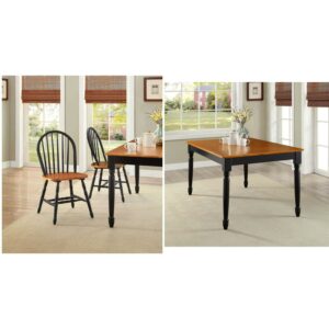 Better Homes & Gardens Autumn Lane 7-Piece Wood Veneer Classic Stained Dining Set, Black/Oak