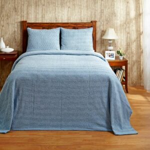 Better Trends Chenille Bedspread For Twin Size Bed 100% Cotton Lightweight Bedspread for all Season 81" x 110" Natick Collection - Blue