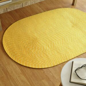 Better Trends 8' x 11' Oval Braided Rug 100% Polypropylene Durable & Stain Resistant Reversible Indoor/Outdoor Area Utility Rug, Sunsplash Collection - Yellow