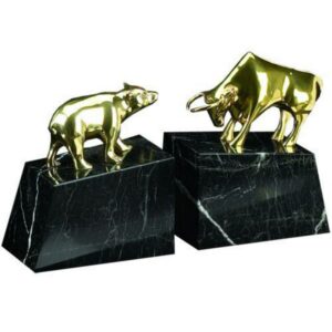 Bey-Berk Wall Street Book Ends 6.5"H Gold (R19B)