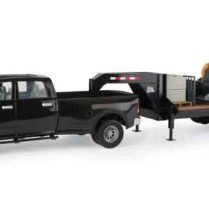 Big Farm Lights & Sounds 1:16 Scale Ram 3500 with Gooseneck Trailer and Case Construction SV280 Skid Steer