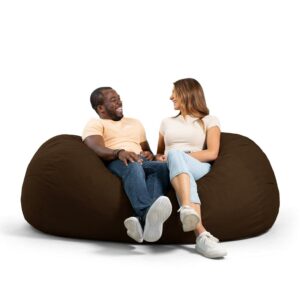 Big Joe Fuf 6Ft Giant Lounger Foam Bean Bag Chair, Oversized Couch with Removable Cover for Kids, Teens, Adults, Cocoa Lenox, Durable Woven Polyester, 6 foot