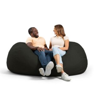 Big Joe Fuf 6Ft Giant Lounger Foam Bean Bag Chair, Oversized Couch with Removable Cover for Kids, Teens, Adults, Black Lenox, Durable Woven Polyester, 6 foot