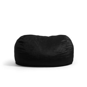 Big Joe Fuf 6.5Ft Giant Foam Bean Bag Chair, Oversized Couch with Removable Cover for Kids, Teens, Adults, Jet Black Plush, Soft Polyester, 6.5 foot