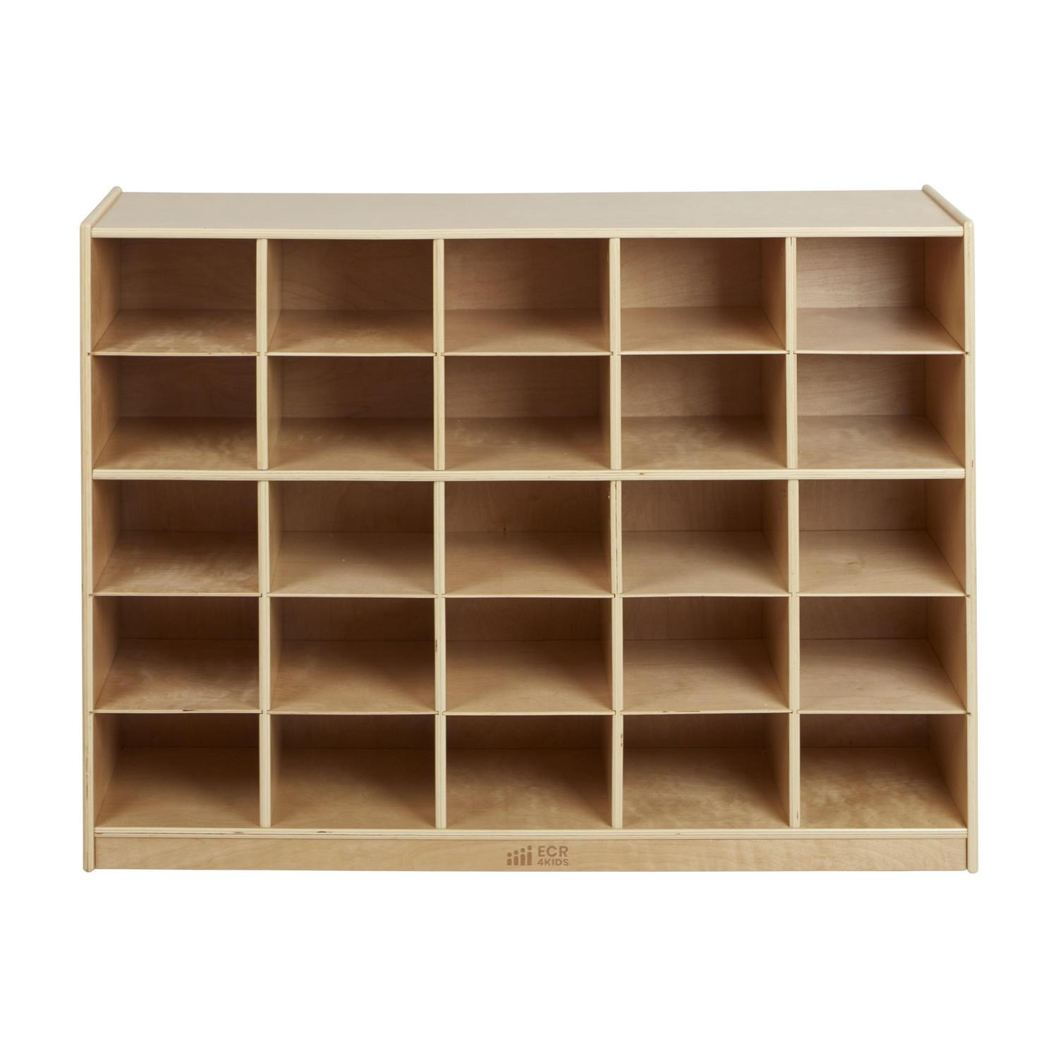ECR4Kids 25 Cubby Mobile Tray Storage Cabinet, 5x5, Natural - Image 8
