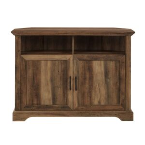 Walker Edison Two-Door Corner TV Stand for TVs up to 48", Reclaimed Barnwood