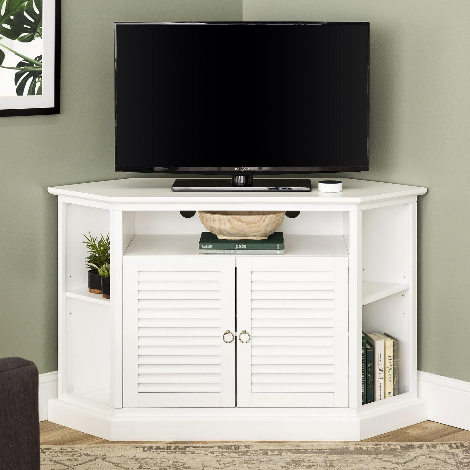 Birch Harbor Newport Louvered Door Corner TV Stand - Image 2