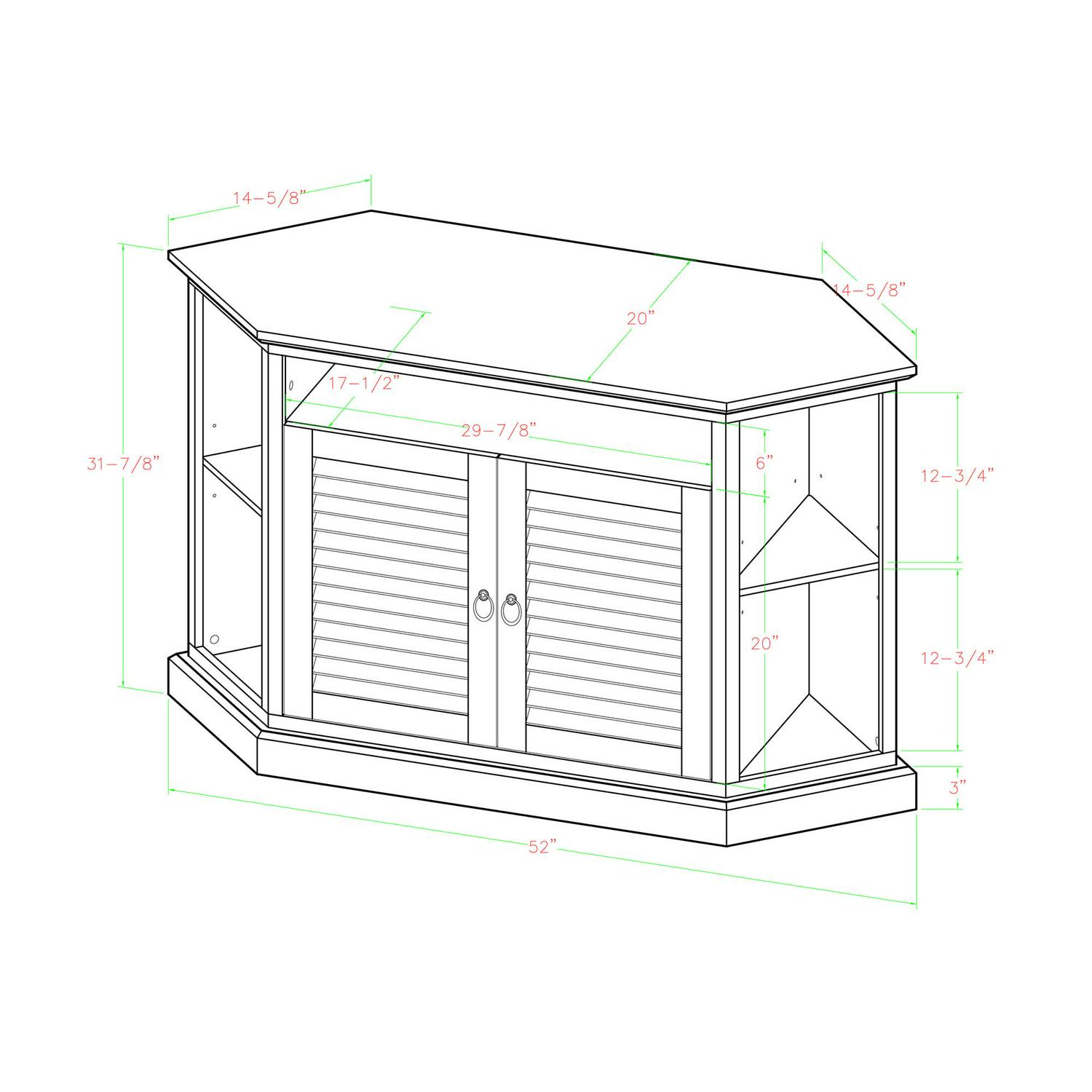 Birch Harbor Newport Louvered Door Corner TV Stand - Image 13