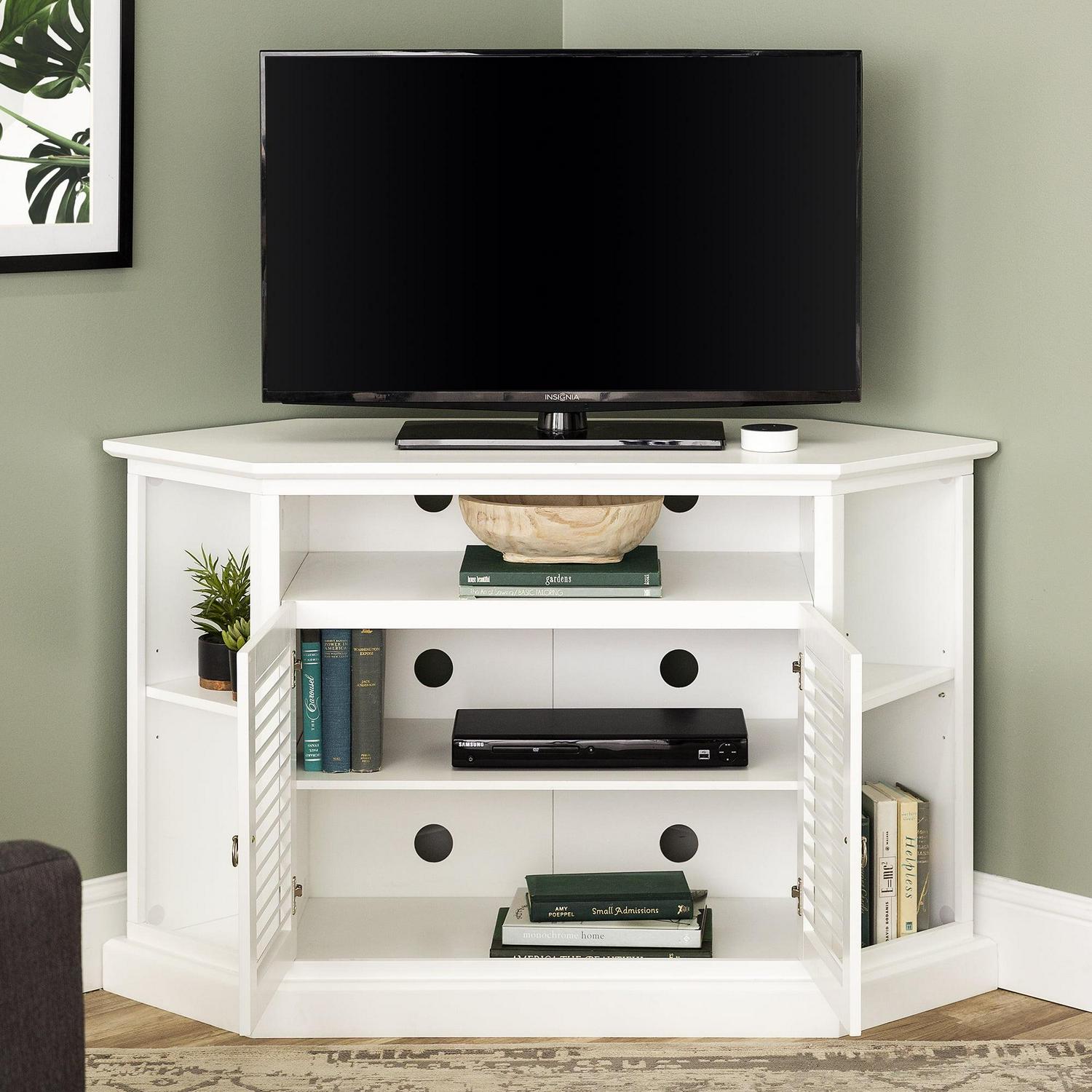Birch Harbor Newport Louvered Door Corner TV Stand - Image 4