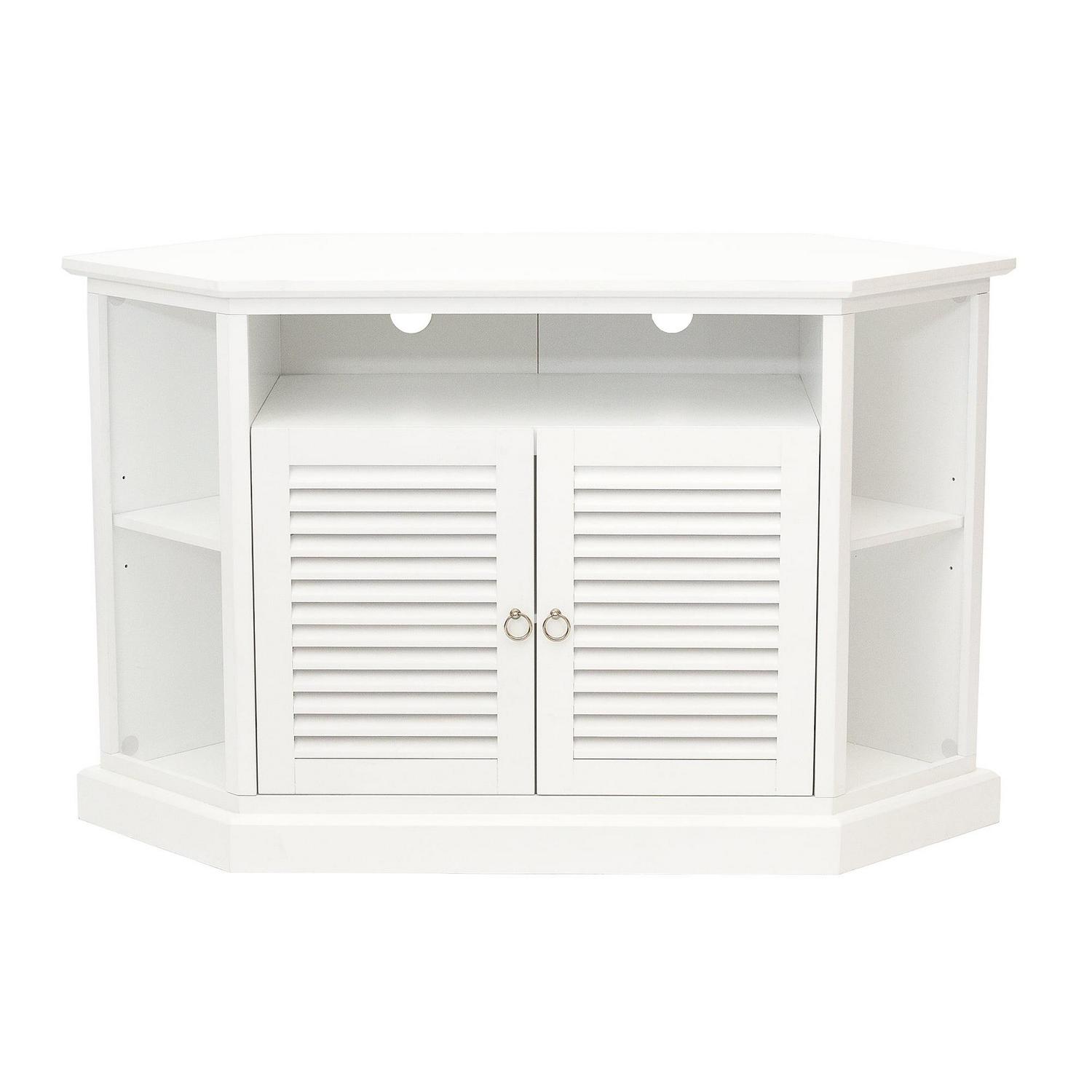 Birch Harbor Newport Louvered Door Corner TV Stand - Image 12