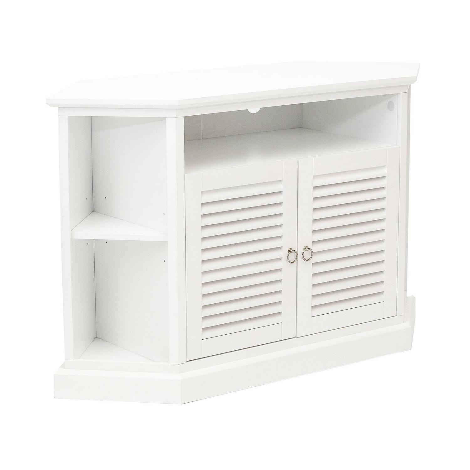 Birch Harbor Newport Louvered Door Corner TV Stand - Image 11