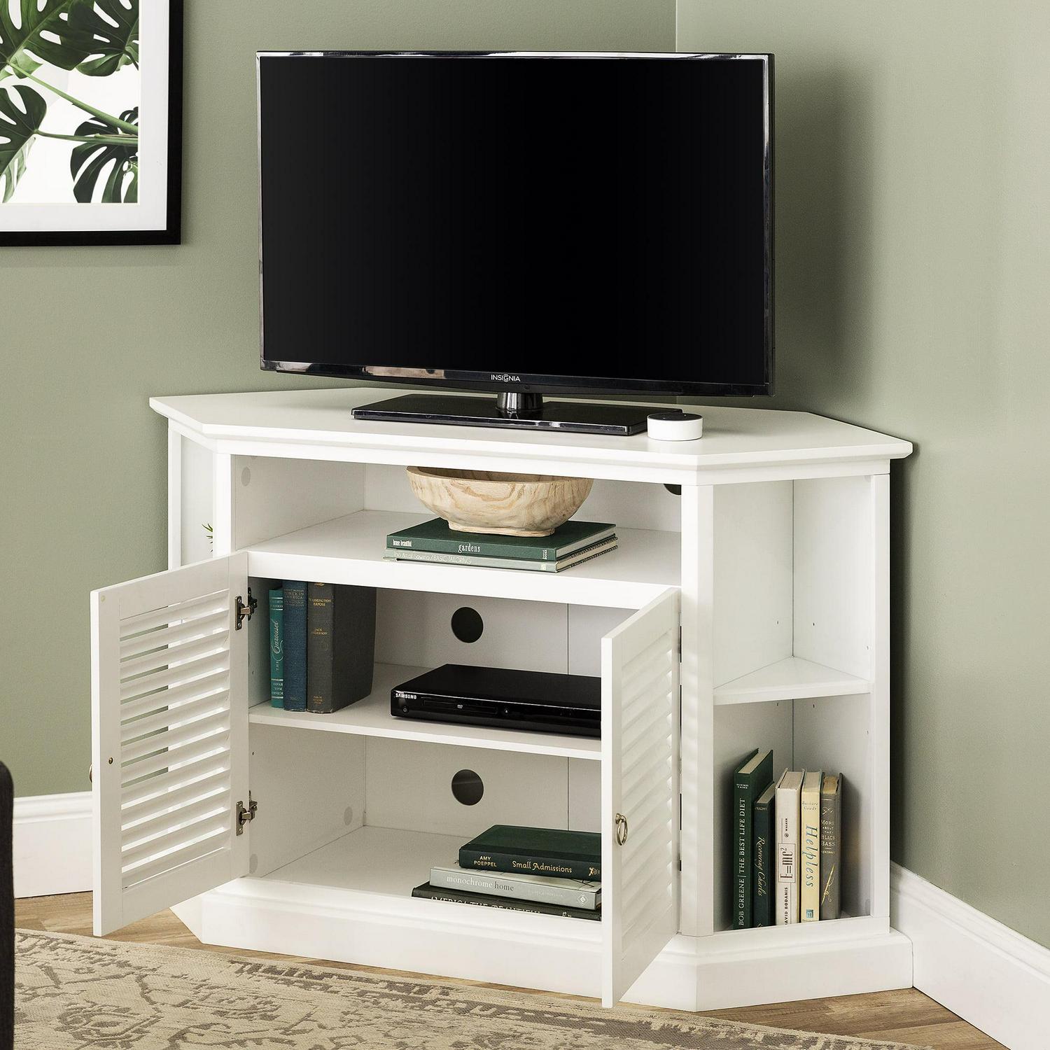 Birch Harbor Newport Louvered Door Corner TV Stand - Image 3