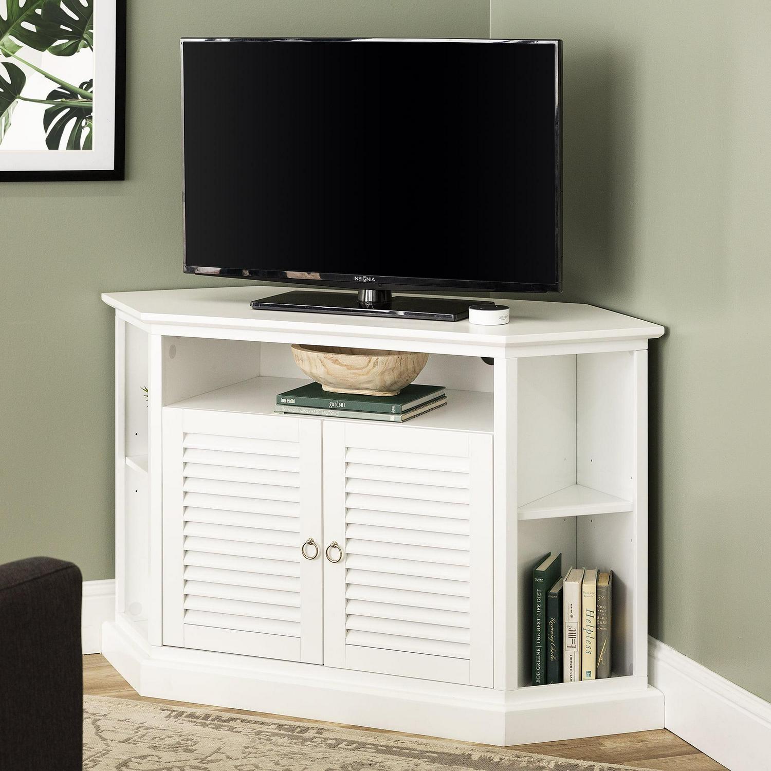 Birch Harbor Newport Louvered Door Corner TV Stand