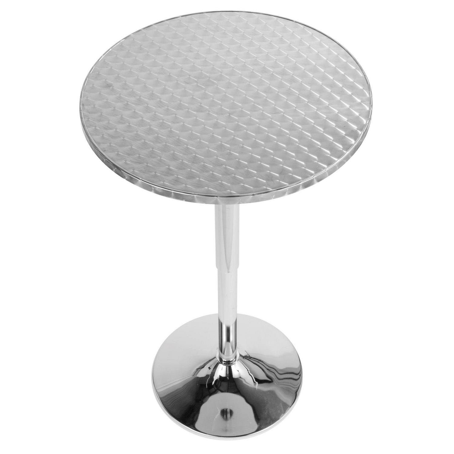 Bistro Contemporary Adjustable Round Bar Table in Silver by LumiSource - Image 2