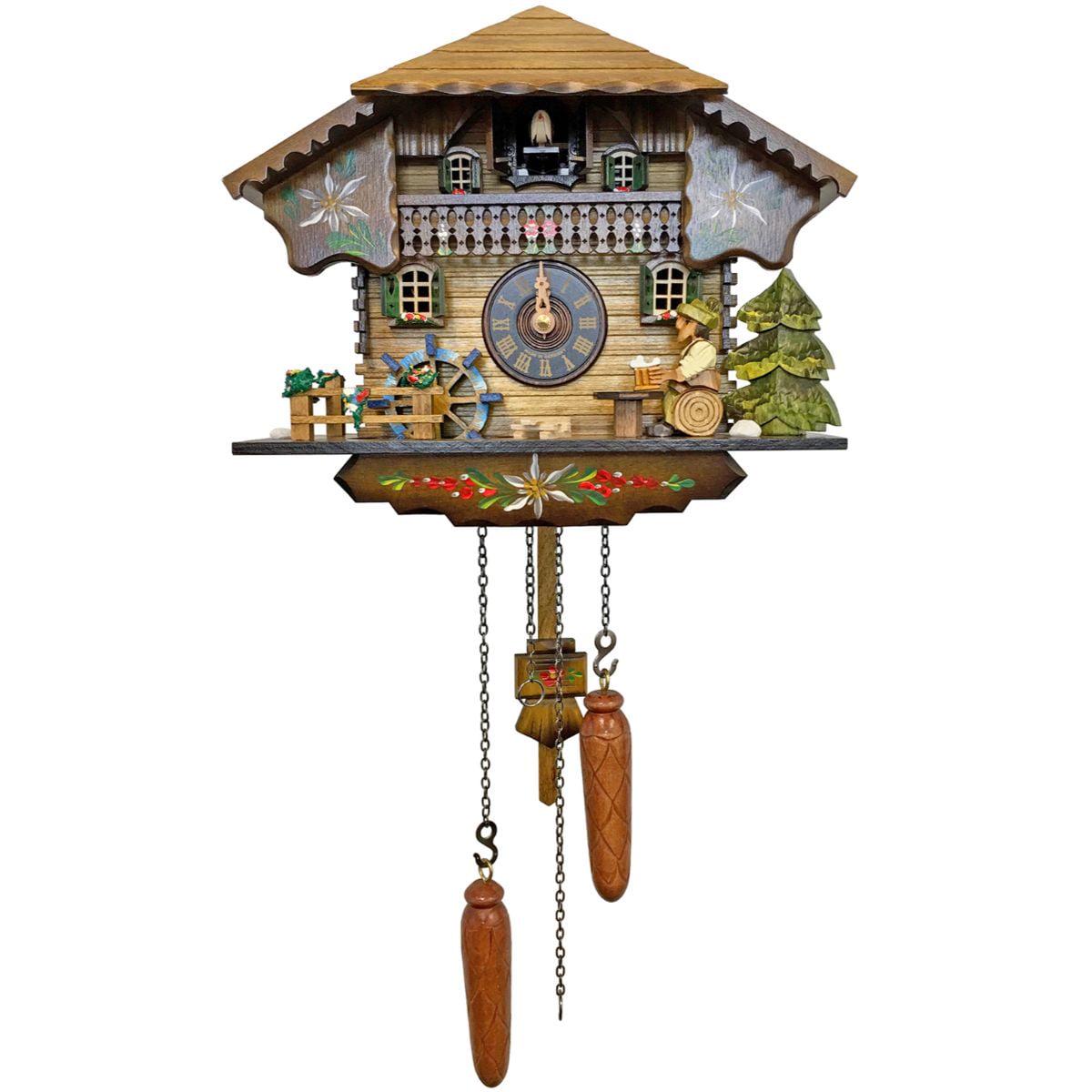 Black Forest 7" x 9" Brown Analog Traditional Cuckoo Clock, 400QM