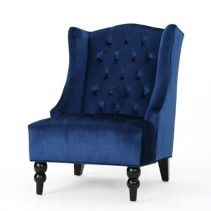 Christopher Knight Home Toddman High-Back Velvet Club Chair by Navy Blue