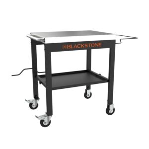 Blackstone 28" Portable Steel Prep Cart with Stainless Steel Top in Black