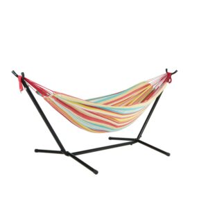 Bliss Hammocks 60" Wide Hammock & Built-in Stand w/ Carrying Case & Hanging Hardware , Indoor, Outdoor, Poolside, Patio, Backyard , Heavy Duty, Strong & Durable , 400 Lbs Capacity-Watermelon Stripe