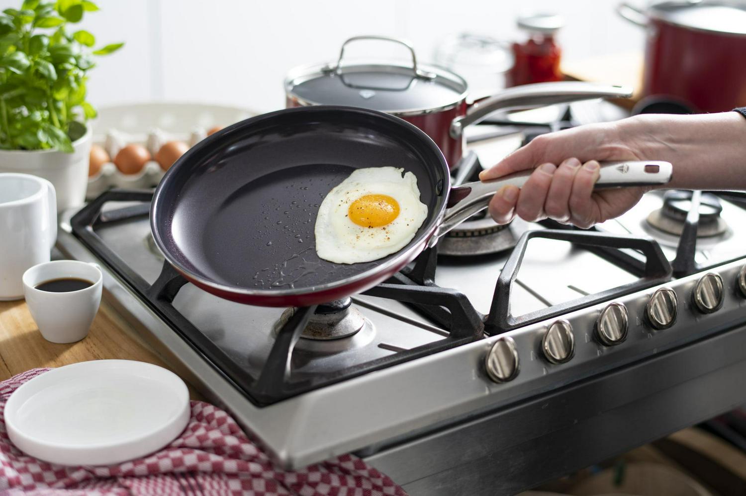 Blue Diamond 10 Piece Ceramic Nonstick Cookware Set, Red - Image 2