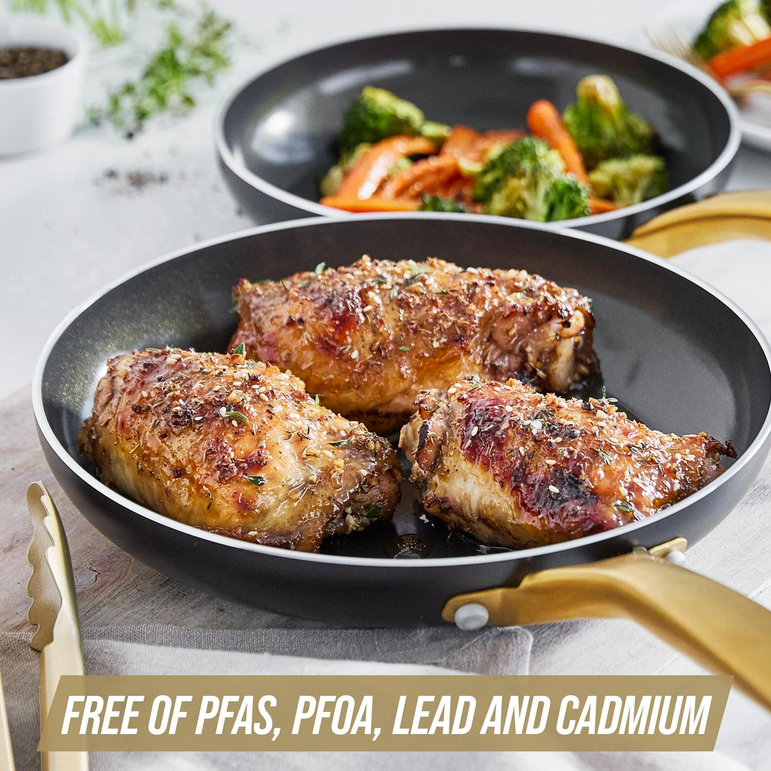 Blue Diamond Gold Edition Ceramic Nonstick 12 Piece Cookware Set, Gold - Image 7