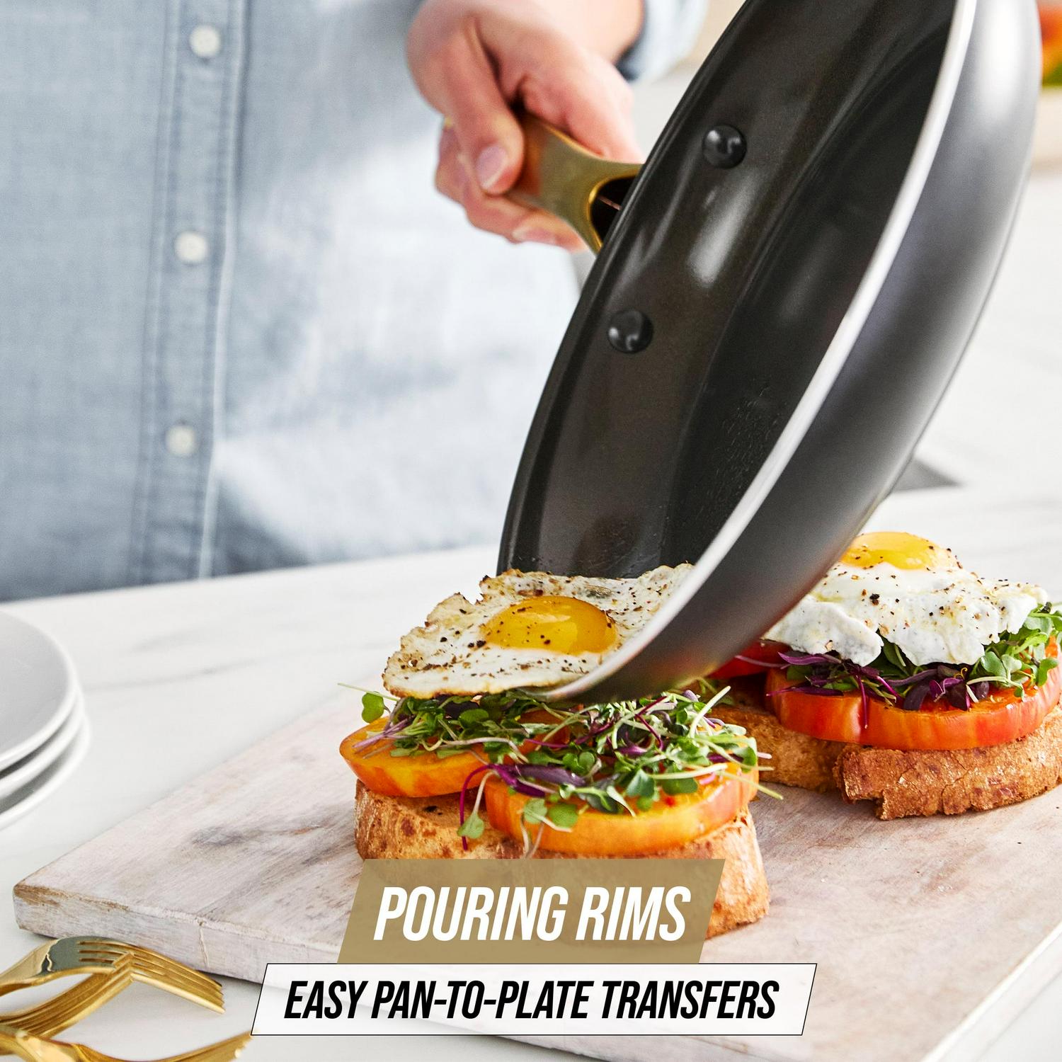 Blue Diamond Gold Edition Ceramic Nonstick 12 Piece Cookware Set, Gold - Image 8