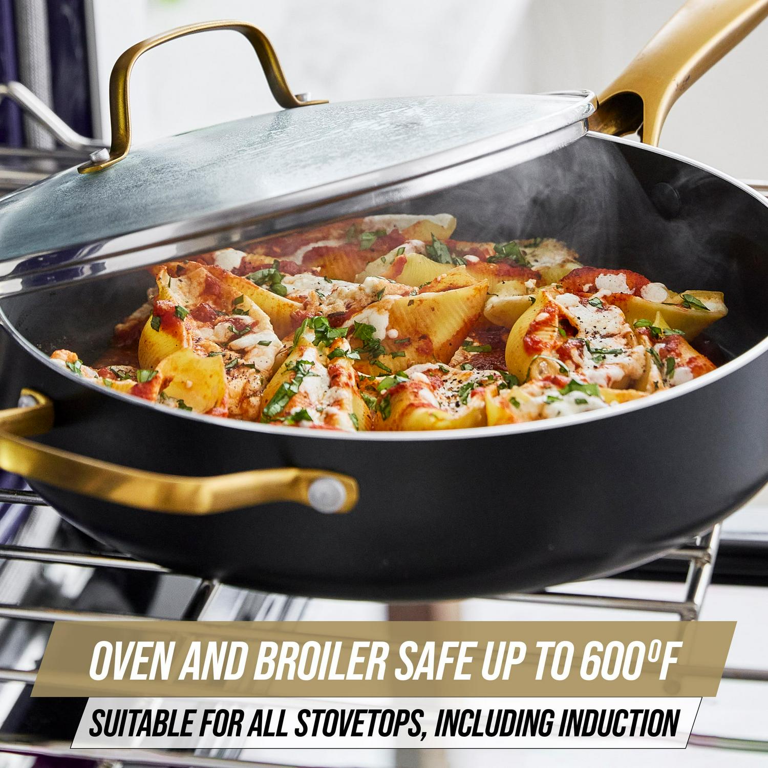 Blue Diamond Gold Edition Ceramic Nonstick 12 Piece Cookware Set, Gold - Image 12