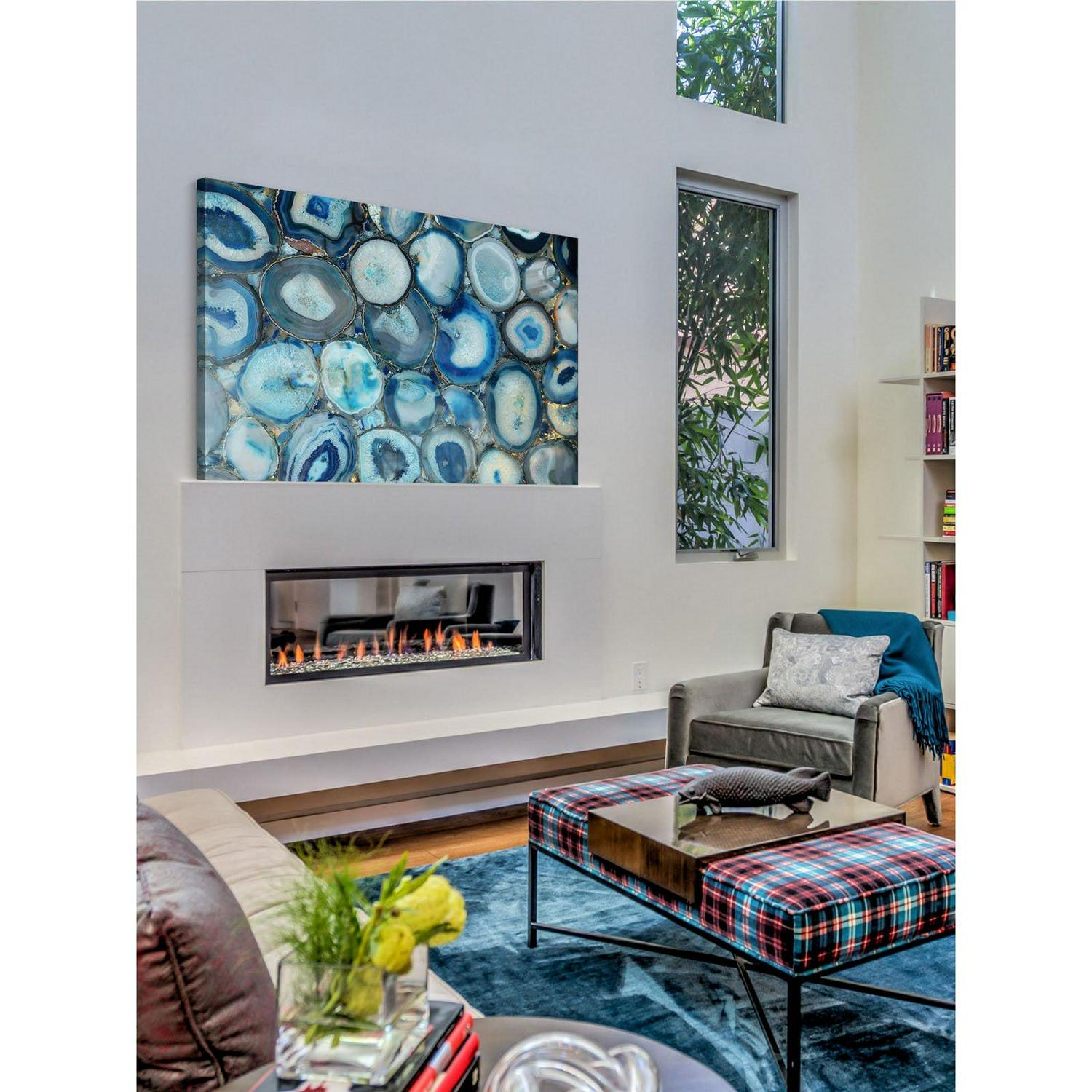 Blue Geode Bunch Painting Print on Wrapped Canvas - Image 2