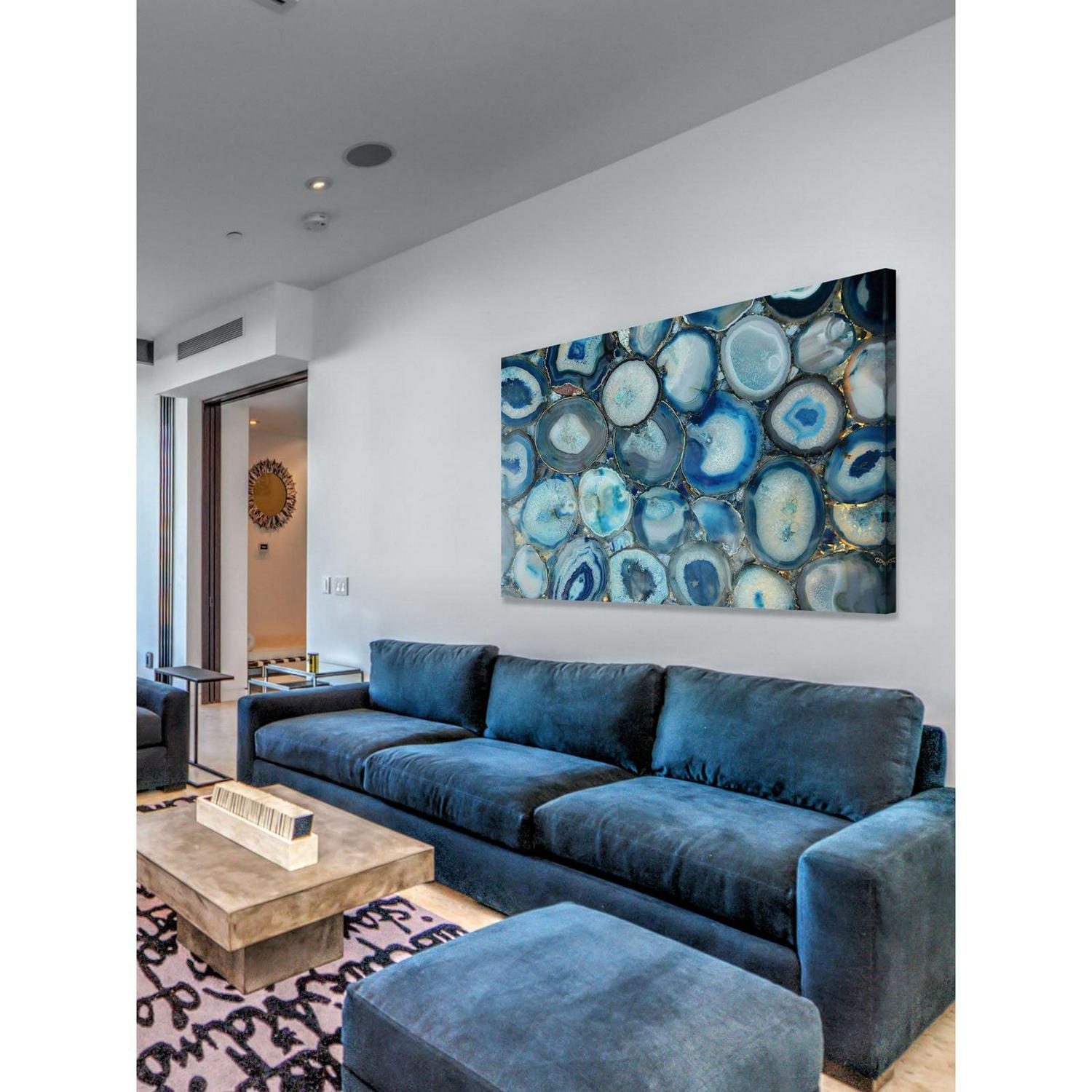 Blue Geode Bunch Painting Print on Wrapped Canvas - Image 6