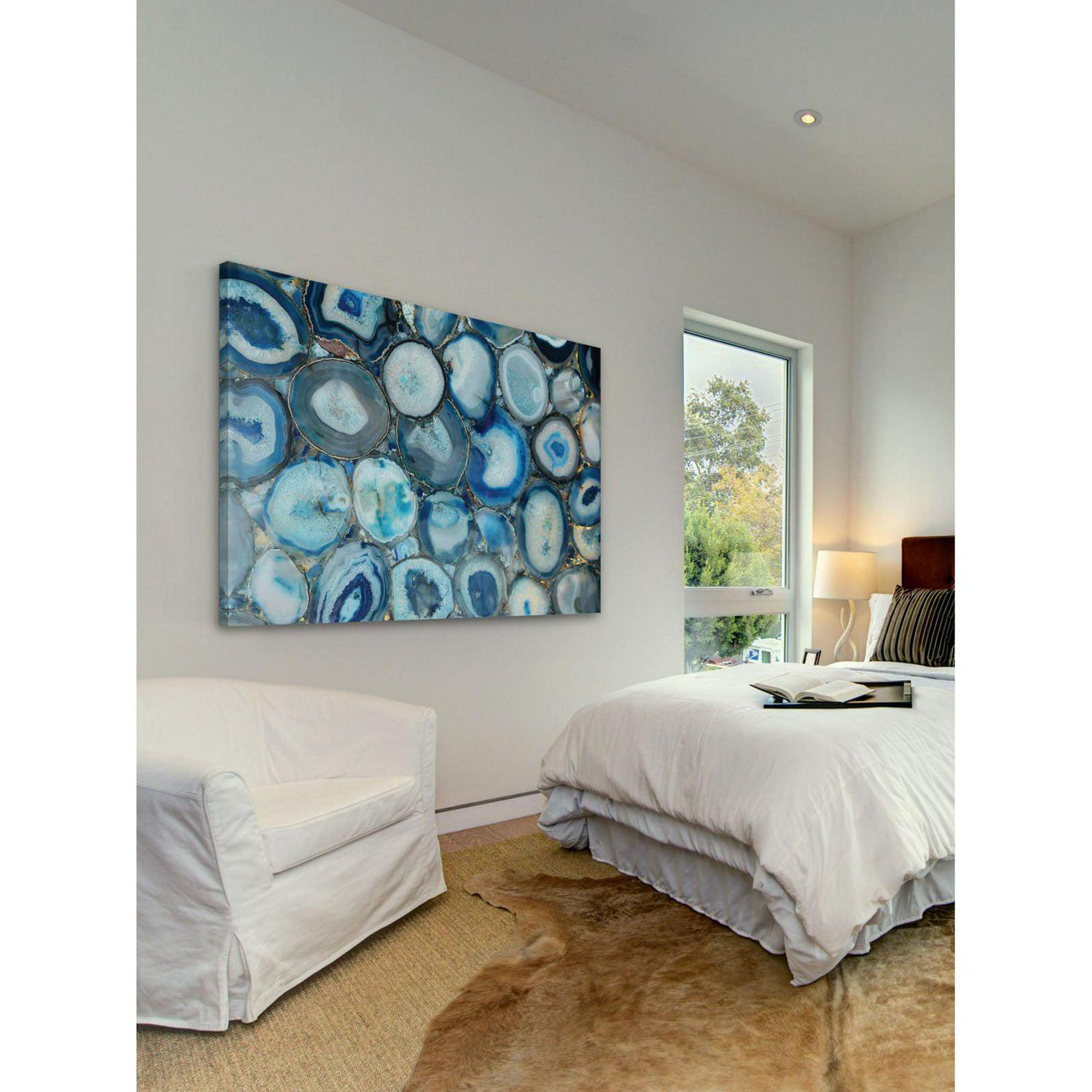 Blue Geode Bunch Painting Print on Wrapped Canvas - Image 4