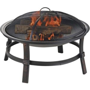 Mr. Bar-B-Q 29.3 Inch Wood Burning Fireplace w/Match Light Ignition, Black